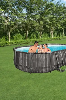 בריכת BESTWAY אולטרה אובלית במידות 610X366X122 ס"מ דגם 5611R בסגנון דמוי עץ **דגם 2026**