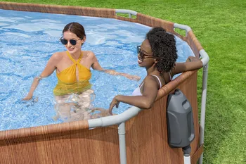 בריכת אובלית במידה 610X366X122 דמוי עץ/פרקט דגם 56719 כוללת מערכת ספא מובנת ותאורת לד *דגם 2026*