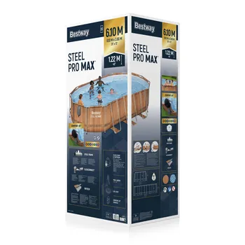 בריכת אובלית במידה 610X366X122 דמוי עץ/פרקט דגם 56719 כוללת מערכת ספא מובנת ותאורת לד *דגם 2026*