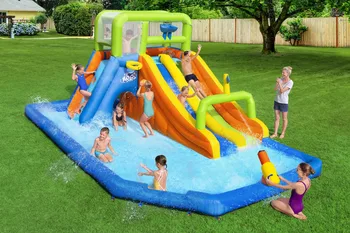 פארק מים מתנפח דו מסלולי עם תותח מים ודלי מתהפך Bestway 53368