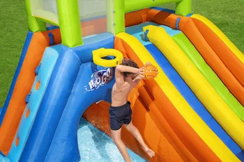 פארק מים מתנפח דו מסלולי עם תותח מים ודלי מתהפך Bestway 53368