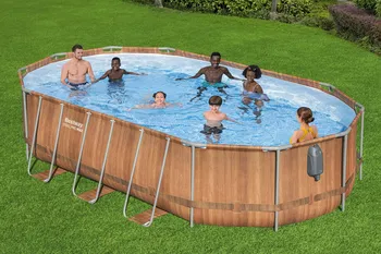 בריכת אובלית במידה 610X366X122 דמוי עץ/פרקט דגם 56719 כוללת מערכת ספא מובנת ותאורת לד *דגם 2026*